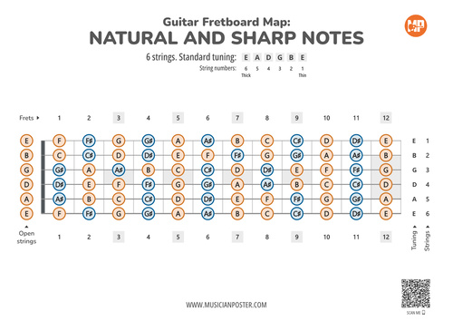 Guitar Printable Fretboard Map With All Notes