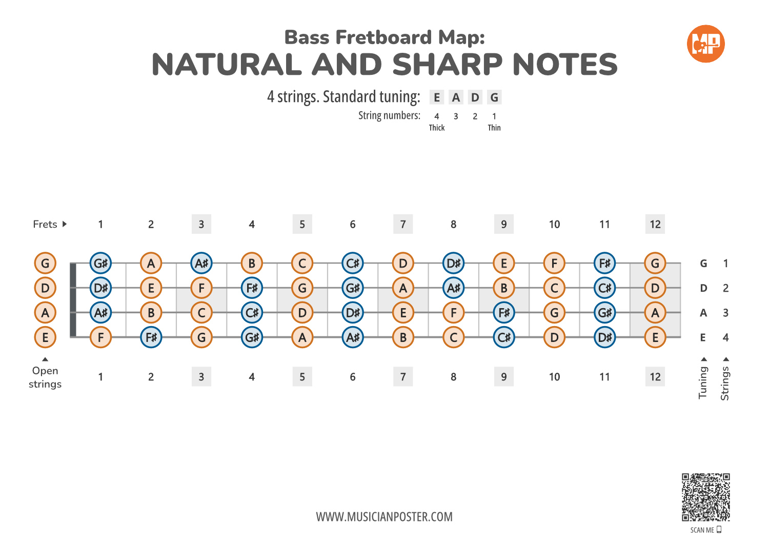 Bass Guitar Fretboard Map PDF With All Notes bass-guitar-fretboard-map-pdf-with-all-notes