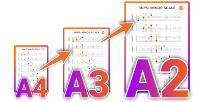 Printable onto larger paper sizes